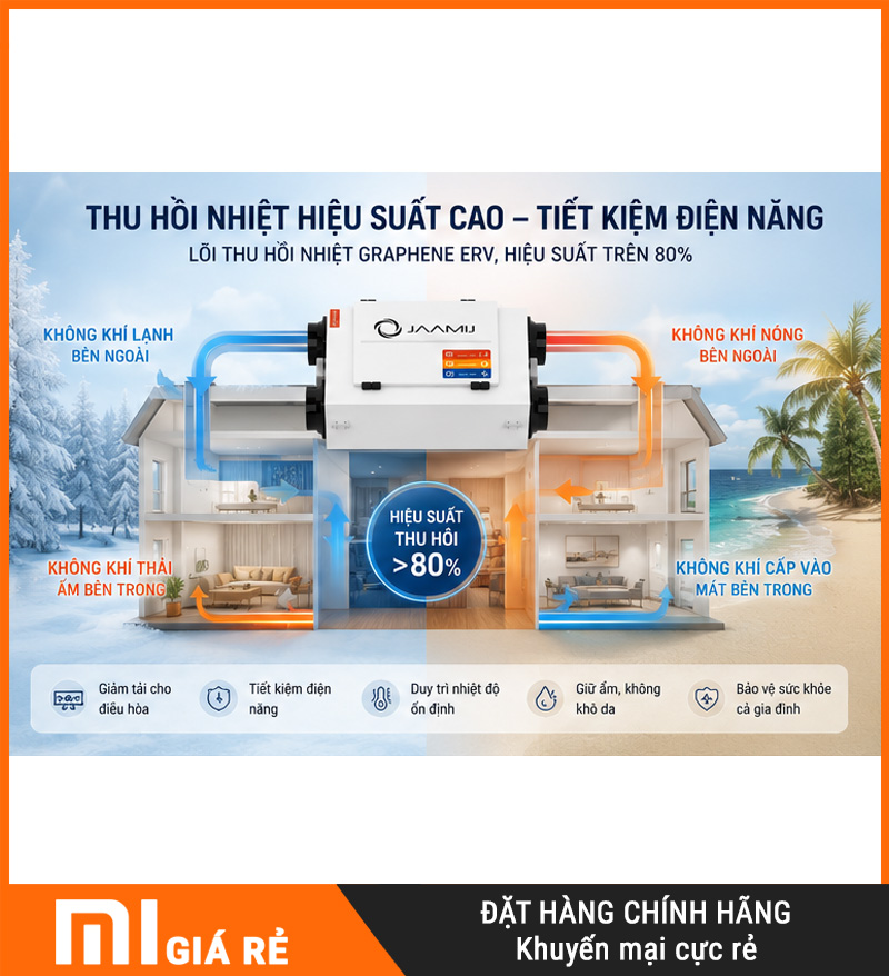 Máy Cấp Khí Tươi 2 Chiều JaamiJ ERV-380D Pro