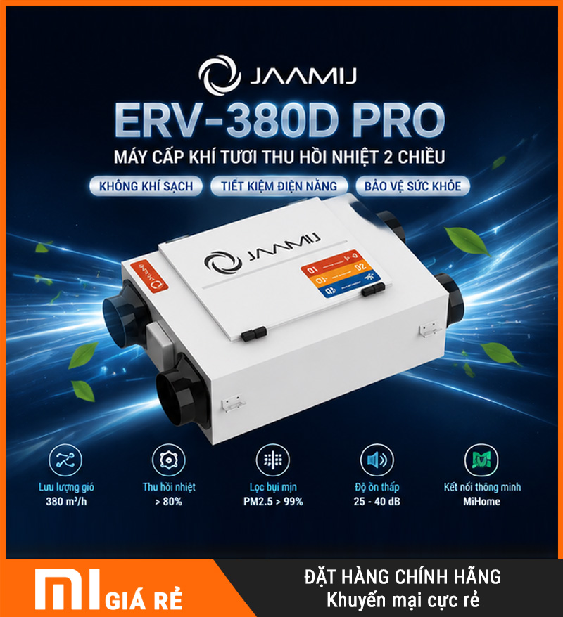 Máy Cấp Khí Tươi 2 Chiều JaamiJ ERV-380D Pro