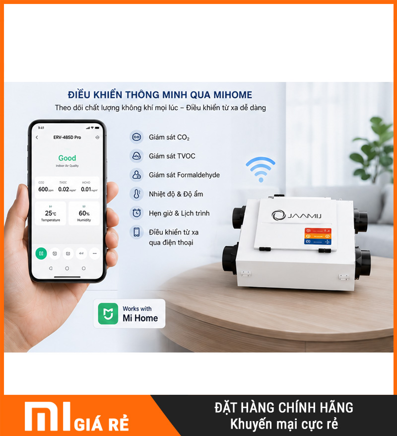 Máy Cấp Khí Tươi 2 Chiều JaamiJ ERV-485D Pro